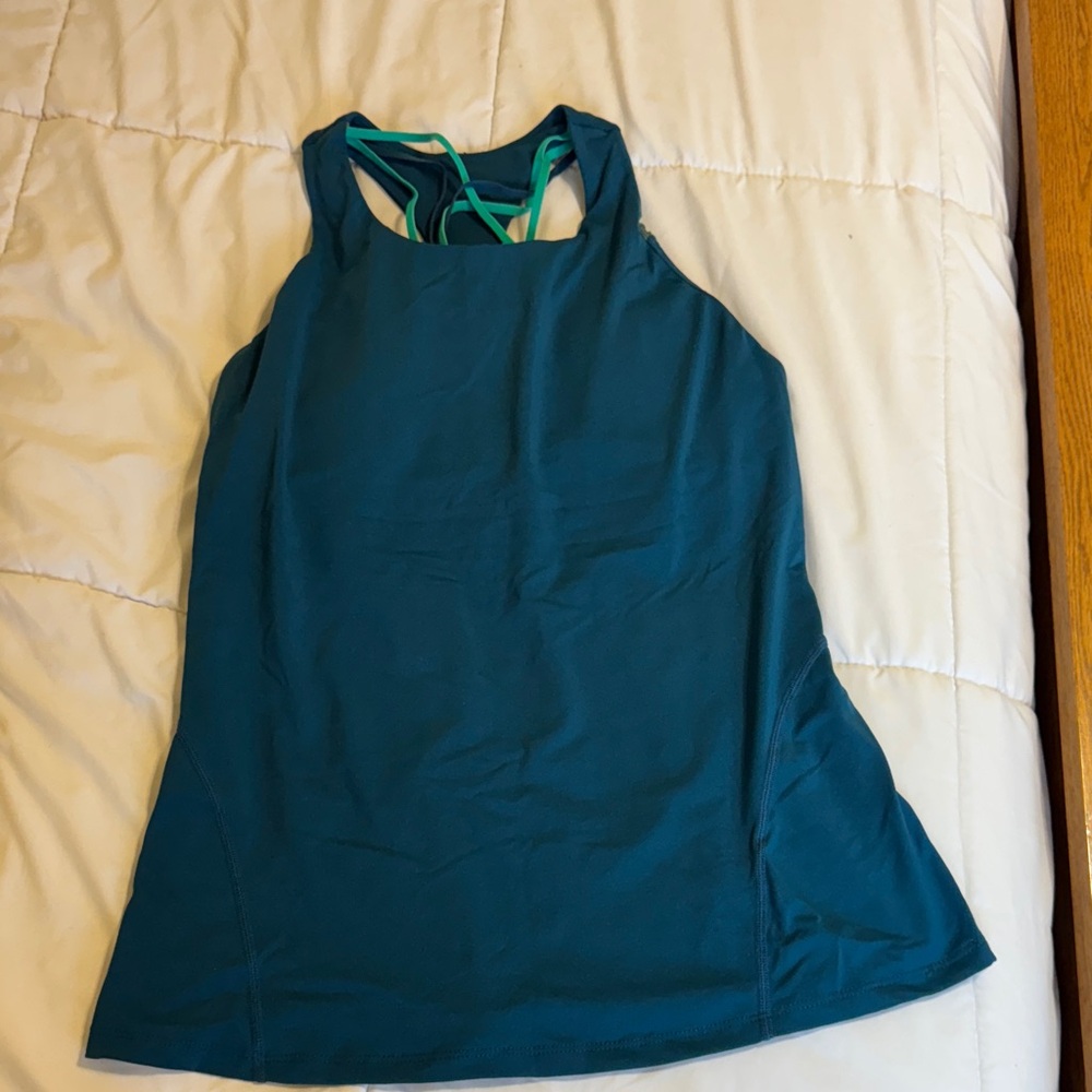Fabletics Teal Tank Top with Strappy Back